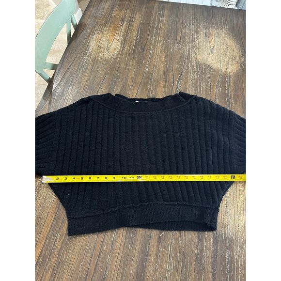 Free People Cabin Fever Sweater S | Black Off-Shoulder Cozy Knit - Picture 12 of 12